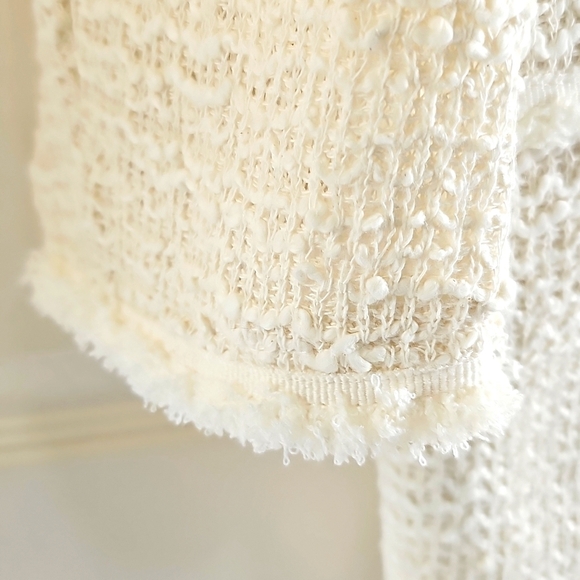 NWT Max Studio Frayed Trim/Fringe Longline Cardigan Cream Open Jacket 2X - Picture 7 of 16
